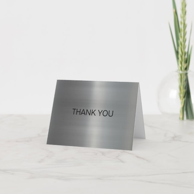 Tarjeta De Agradecimiento Classy Brushed Metalizado Gracias (Anverso)