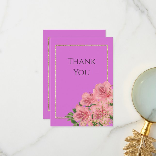 Tarjeta De Agradecimiento  Classy Corner Floral & Purpurina Confetti Cumplea (Anverso/Reverso In Situ)