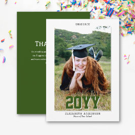 Tarjeta De Agradecimiento Classy Forest Green Graduate 2024 Graduation Photo