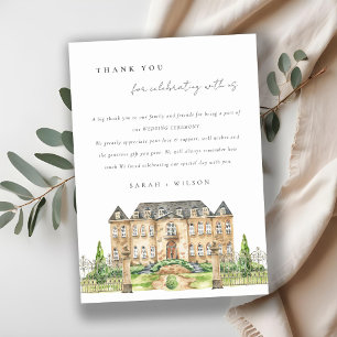 Tarjeta De Agradecimiento Classy Garden Chateau Manor Watercolor Boda