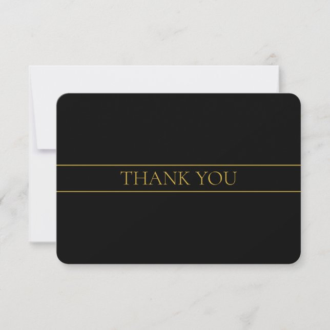 Tarjeta De Agradecimiento Classy Personalizable Gold Text & Lines (Anverso)