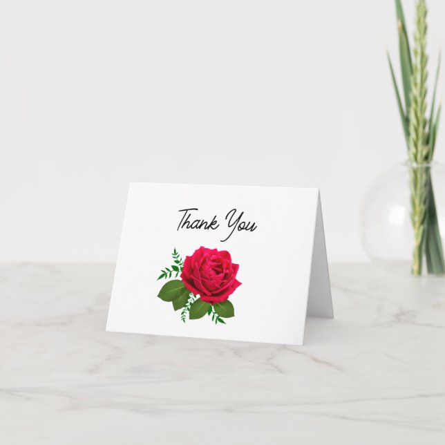 Tarjeta De Agradecimiento Classy Red Rose Floral Gracias Cartas (Anverso)