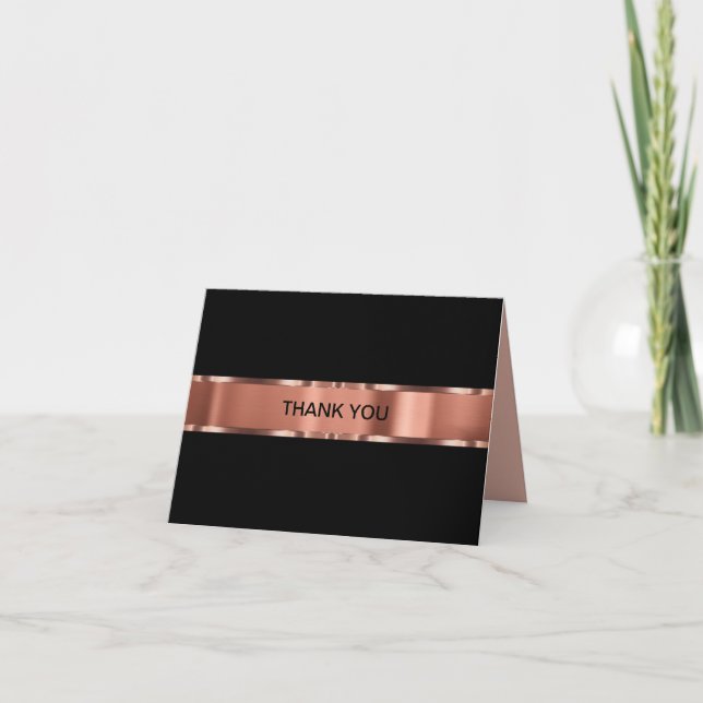 Tarjeta De Agradecimiento Classy Rosa Gold Tone Business Gracias Cartas (Anverso)