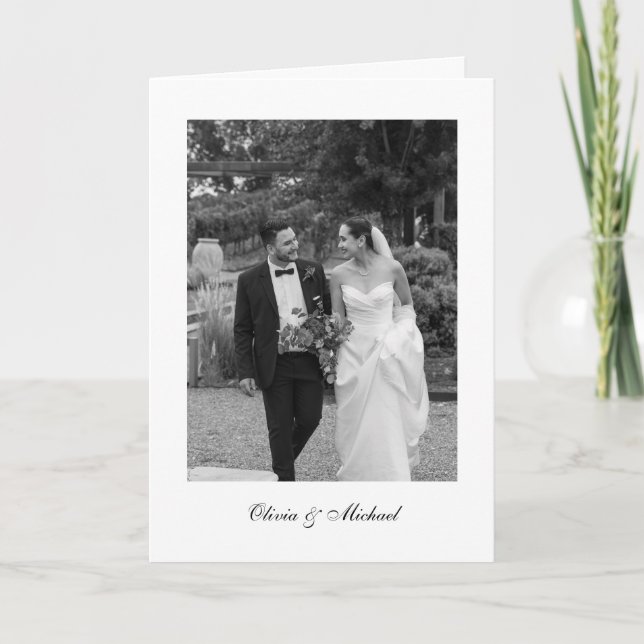Tarjeta De Agradecimiento Classy Script Photo Folded Wedding Thank You (Anverso)