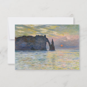 Tarjeta De Agradecimiento Claude Monet - El Acantilado, Etretat, Puesta de s