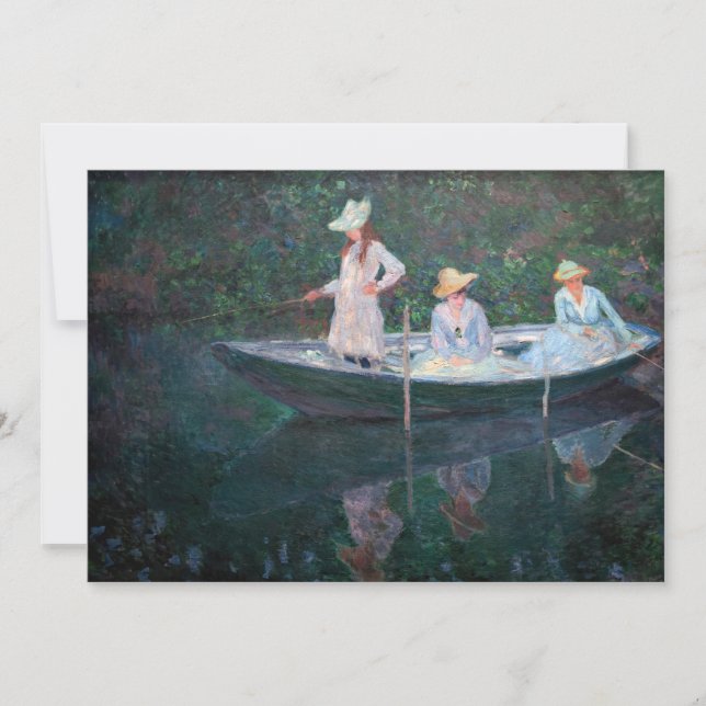 Tarjeta De Agradecimiento Claude Monet - En el barco Norvegienne en Giverny (Anverso)