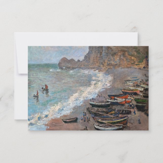 Tarjeta De Agradecimiento Claude Monet - La playa de Etretat (Anverso)