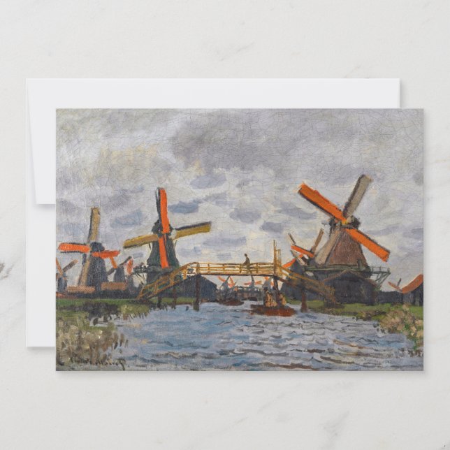 Tarjeta De Agradecimiento Claude Monet - Molinos de viento cerca de Zaandam (Anverso)