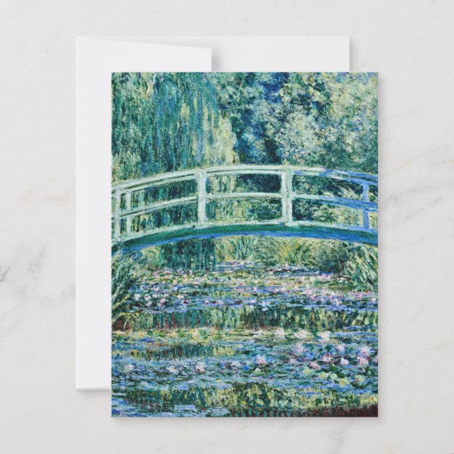 Tarjeta De Agradecimiento Claude Monet - Nieves Y Puente Japonés (Anverso)