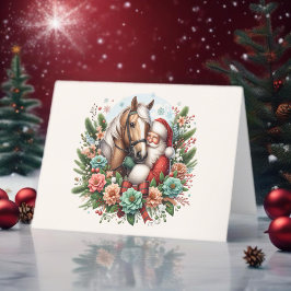 Tarjeta De Agradecimiento Cláusula Santa con Navidades de caballos