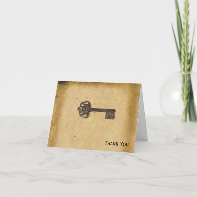 Tarjeta De Agradecimiento Clave de esqueleto de la antigüedad (Anverso)