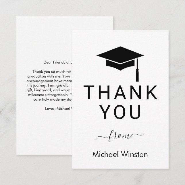 Tarjeta De Agradecimiento Clean and Chic Graduation Thank You Card (Anverso / Reverso)