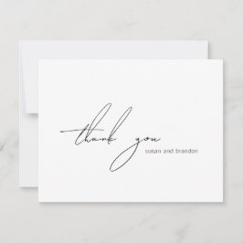 Tarjeta De Agradecimiento Clean Black and White Modern Wedding