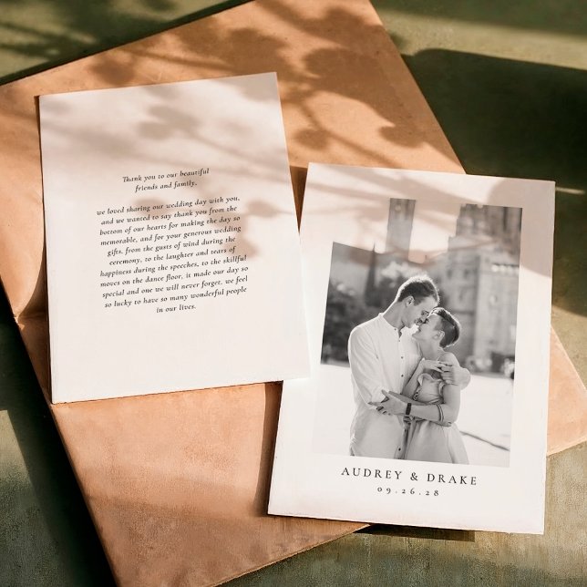 Tarjeta De Agradecimiento Clean Modern Wedding Photo Thank You Card (Subido por el creador)