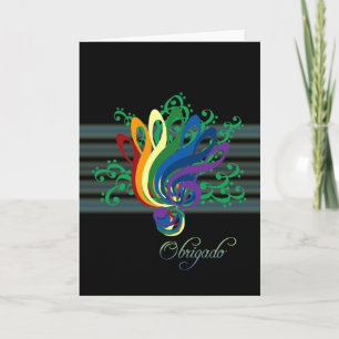 Tarjeta De Agradecimiento Clef Bouquet gracias en portugués