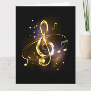 Tarjeta De Agradecimiento Clef Musical de Triple Dorado