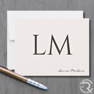 Tarjeta De Agradecimiento Cliente de Monograma Taupe de Champagne Elegante