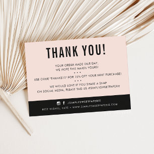 Tarjeta De Agradecimiento CLIENTE GRACIAS A TU moderno negro rosa