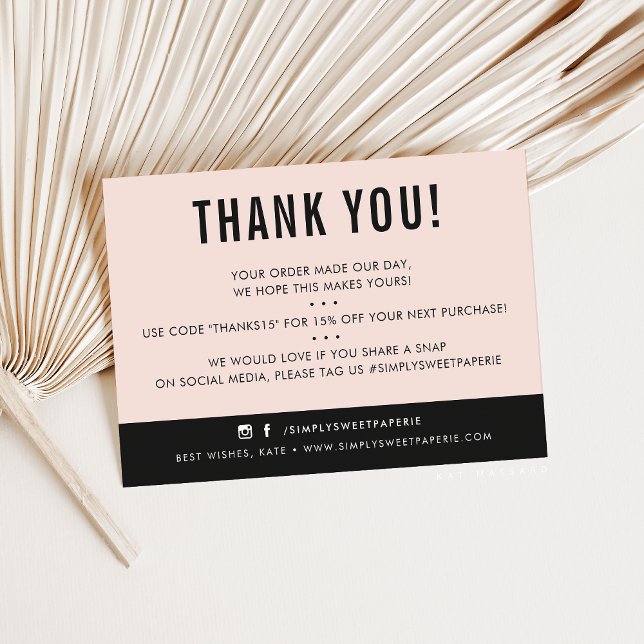 Tarjeta De Agradecimiento CLIENTE GRACIAS A TU moderno negro rosa (Subido por el creador)