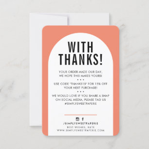 Tarjeta De Agradecimiento CLIENTE GRACIAS AL naranja moderno negro