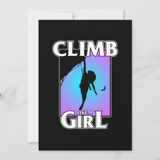 Tarjeta De Agradecimiento Climb Like Girl Mountain Climber Rock Climbing Lov (Anverso)