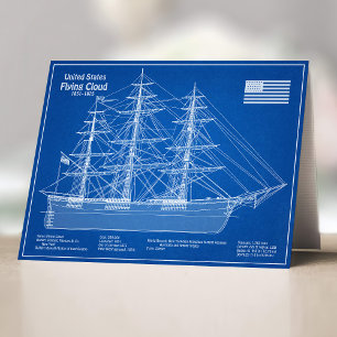 Tarjeta De Agradecimiento Clipper Ship Flying Cloud - Blueprint ABD