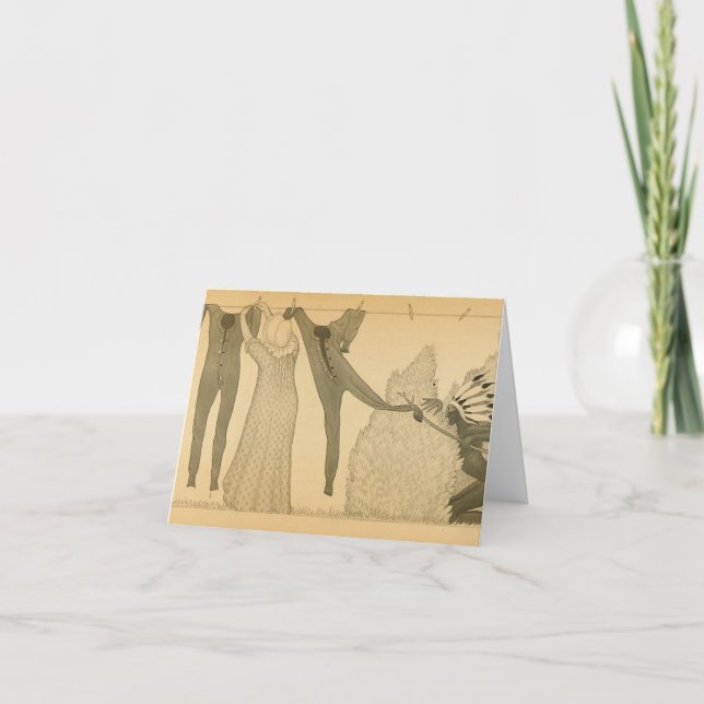 Tarjeta De Agradecimiento Clothesline, Savage Iowa, 1923 por Grant Wood (Anverso)