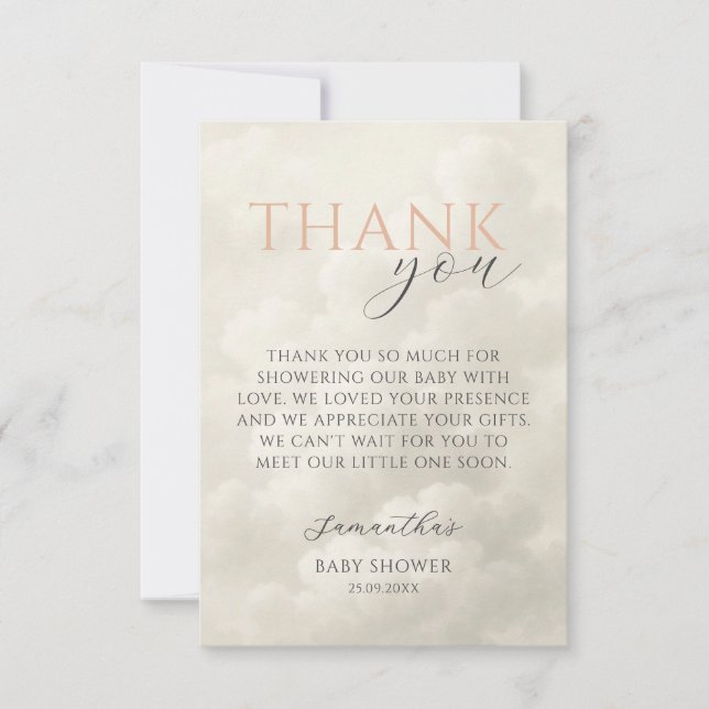 Tarjeta De Agradecimiento Cloud Nine Modern Baby Shower Thank You (Anverso)