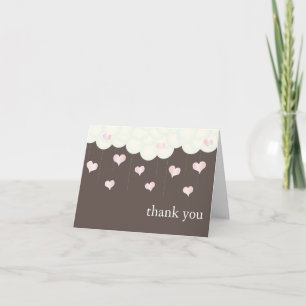 Tarjeta De Agradecimiento Clouds & Hearts Baby Girl Thank You Card