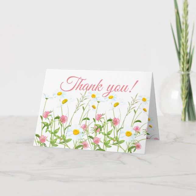 Tarjeta De Agradecimiento Clovers & Daisies (Anverso)