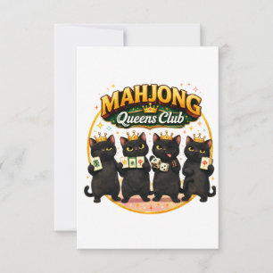Tarjeta De Agradecimiento Club de Reinas de Mahjong Gatos Negros Lindos