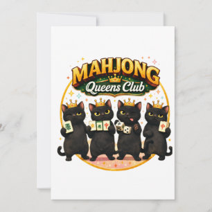 Tarjeta De Agradecimiento Club de Reinas de Mahjong Gatos Negros Lindos