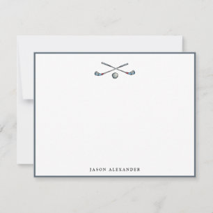Tarjeta De Agradecimiento Clubes de golf y Ball Gray Flat