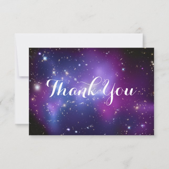 Tarjeta De Agradecimiento Clúster de galaxia púrpura Celestial (Anverso)
