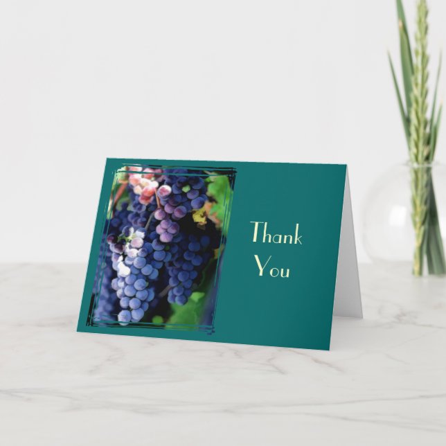 Tarjeta De Agradecimiento Clúster de uvas moradas gracias (Anverso)