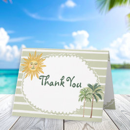 Tarjeta De Agradecimiento Coastal Chic Sun Palm Tree Wedding