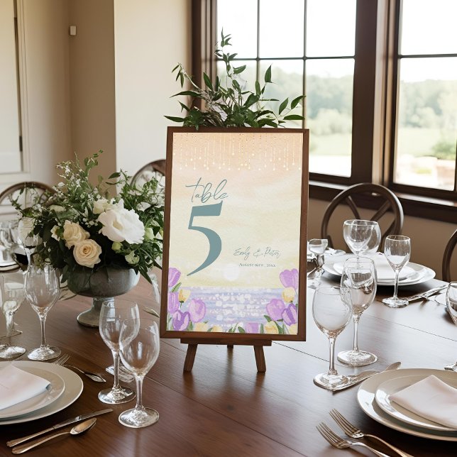 Tarjeta De Agradecimiento Coastal Floral Wedding Reception Table Number (Coastal Floral Wedding Reception Table Number Card)