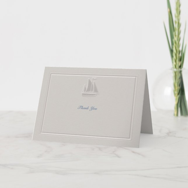 Tarjeta De Agradecimiento Coastal Nautical Sailboat Tux Wedding Thank You (Anverso)