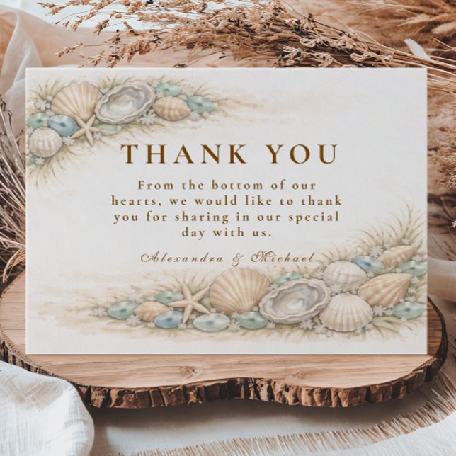 Tarjeta De Agradecimiento Coastal Seashell Wreath Wedding (Subido por el creador)