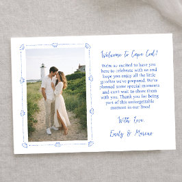 Tarjeta De Agradecimiento Coastal Shell Wedding Welcome Bag Card with Photo