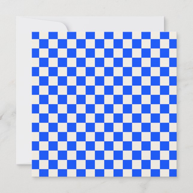 Tarjeta De Agradecimiento Cobalt and cream checkerboard pattern (Anverso)