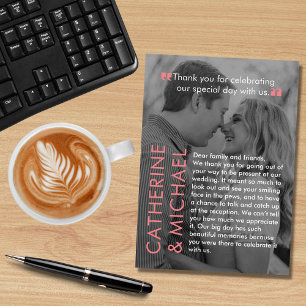 Tarjeta De Agradecimiento Cobertura de la revista Foto oscura Rosa Minimalis