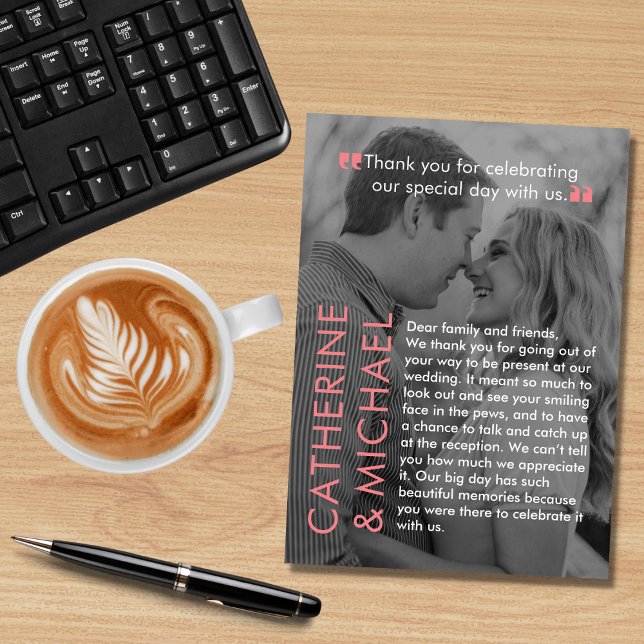 Tarjeta De Agradecimiento Cobertura de la revista Foto oscura Rosa Minimalis (Subido por el creador)