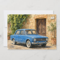 Coche Antiguo en Calle Rústica