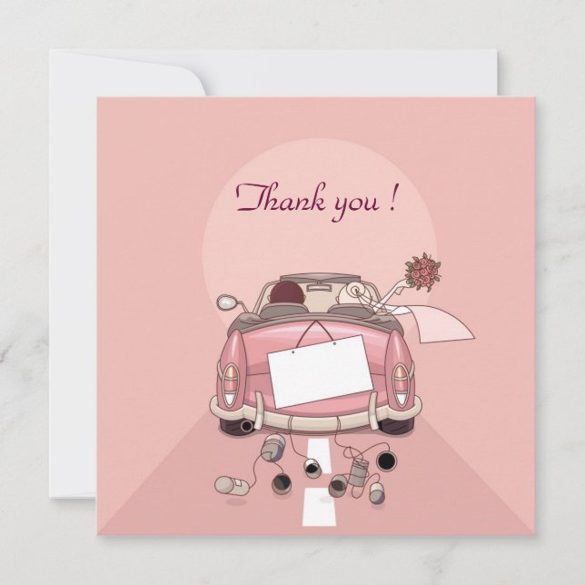 Tarjeta De Agradecimiento coche del boda del remerciement (Anverso)