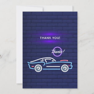 Tarjeta De Agradecimiento Coche muscular americano cumpleaños Neon