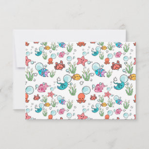 Tarjeta De Agradecimiento Coche temático de criaturas marinas. Taza con anim