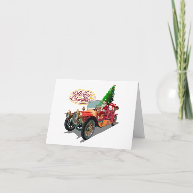 Tarjeta De Agradecimiento coche vintage de los navidades (Anverso)