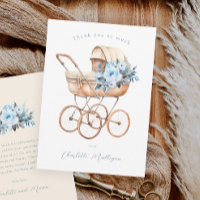 Cochecito de Bebé Antiguo Azul para Baby Shower de