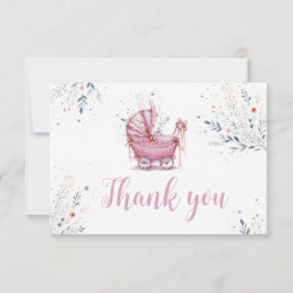 Tarjeta De Agradecimiento Cochecito Rosa
